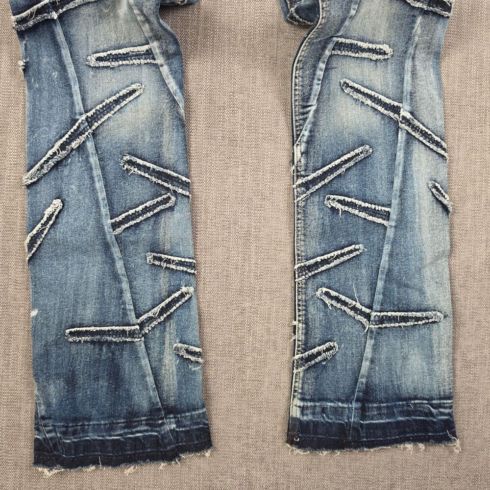 FWRD Denim New York Jeans Mens 32x36 Blue Distressed Ripped Stacked frayed Hype - Picture 11 of 15